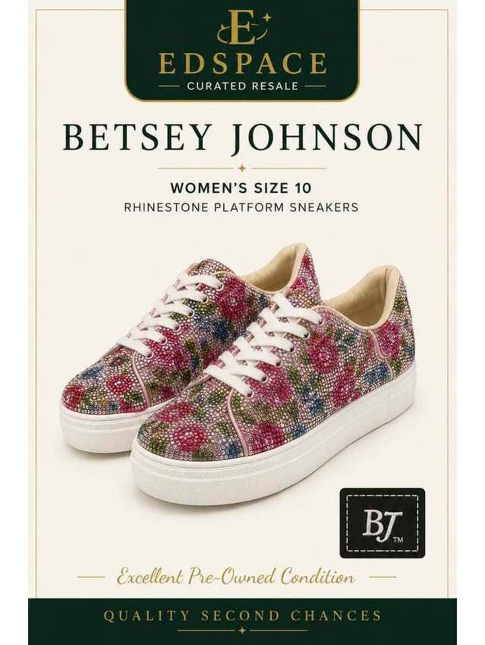 Betsey Johnson Sidny Women’s Sz 10 Pink Rhinestone Platform Sneakers